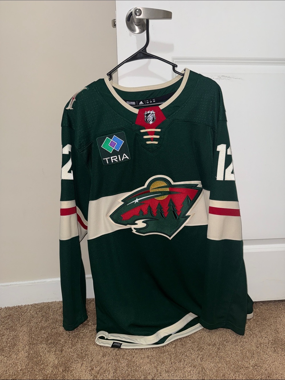 adidas Minnesota Wild Green Hockey Jersey with Cream & Red Accents - Men